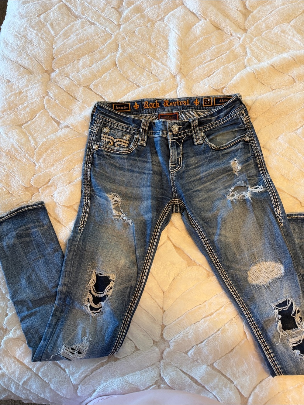 Rock Revival Women's Ripped Dark Blue Skinny Jeans